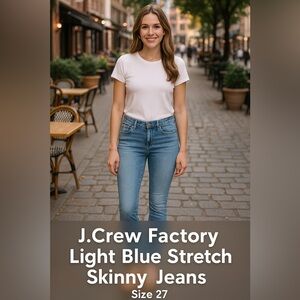 J. Crew Factory Light Blue Stretch Skinny Jeans Size 27